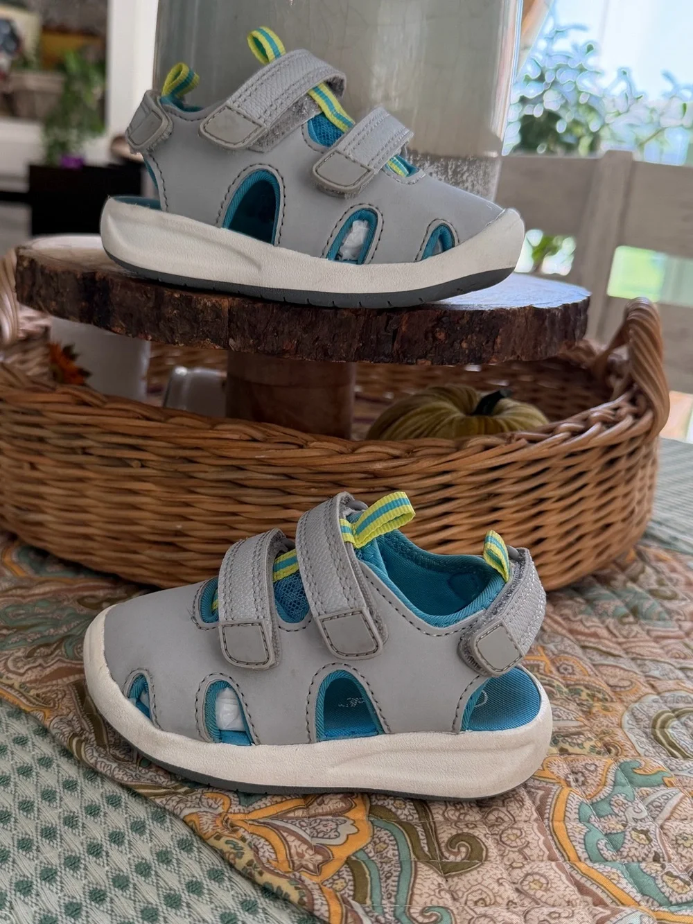 Cat & Jack Toddler Boy Sandals Hank Play Sandals Size 6 Kids Blue Gray White Lim